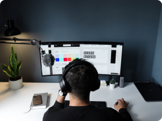 a man with headphone creating a design system